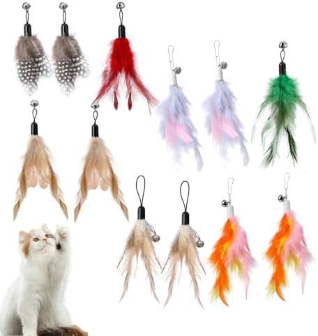 12 Pcs Cat Toy Attachments, Cat Toys Feather Replacement with Bells by Unknown