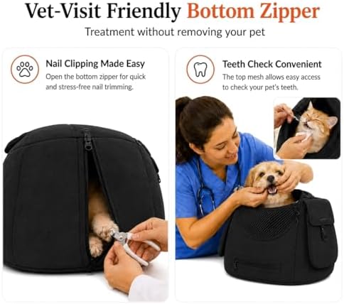 Dog Sling Carrier for Small Dogs and Cats up to 9 lbs, Adjustable Dog Carrier Sling for Puppies, Hands-Free Pet Sling, Breathable Cat Sling Carrier, Machine Washable (Black) - Image 5