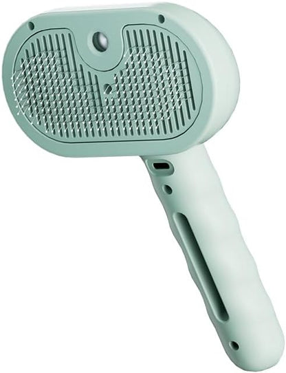 Pet Steam Brush for Dogs & Cats, 3-in-1 Mist Grooming Brush Shedding Hair Removal Comb, One-Click Self Cleaning Spray for Long Haired Pets, Comes with Empty Waterless Bottle for Shampoo, Green by Unknown