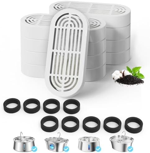 Cat Water Fountain Filter Pet Drinking Fountain Filter for 3.2L/108oz Cat Drinking Fountain and 4L/134oz Stainless Steel Pet Water Fountain (9 Filters & 9 Pre-Filter Sponges) by ITSCUTE