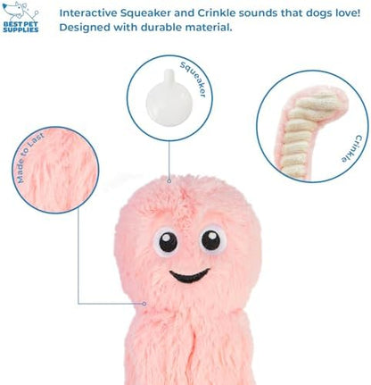 Best Pet Supplies Interactive Squeaky Dog Chew Toy, Ideal Dog Toys for Chewers, Small, Medium & Large Dogs, and Fetch Lovers - Octomutant (Pink), Large - Image 3