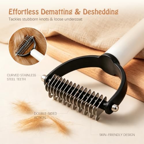 2-in-1 Dog Dematting Tool & Deshedding Comb with Built-in Lint Roller | Undercoat Rake for Loose Fur, Mats & Stubborn Knots, Cat Mat Remover with 2 Extra Refill Rolls - Image 3