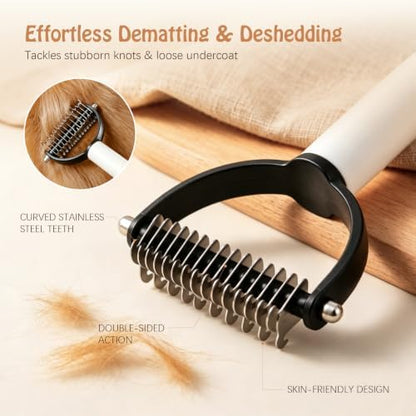 2-in-1 Dog Dematting Tool & Deshedding Comb with Built-in Lint Roller | Undercoat Rake for Loose Fur, Mats & Stubborn Knots, Cat Mat Remover with 2 Extra Refill Rolls - Image 3