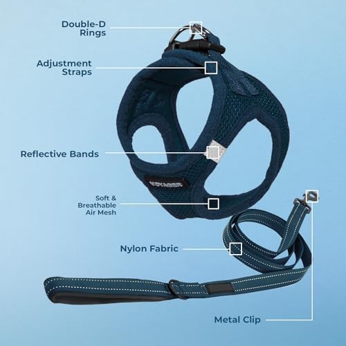 Best Pet Supplies Voyager Step-in Air All Weather Mesh Harness and Reflective Dog 5ft Leash Combo with Neoprene Handle, for Small, Medium and Large Breed Puppies - Blue, XXX-Small - Image 3