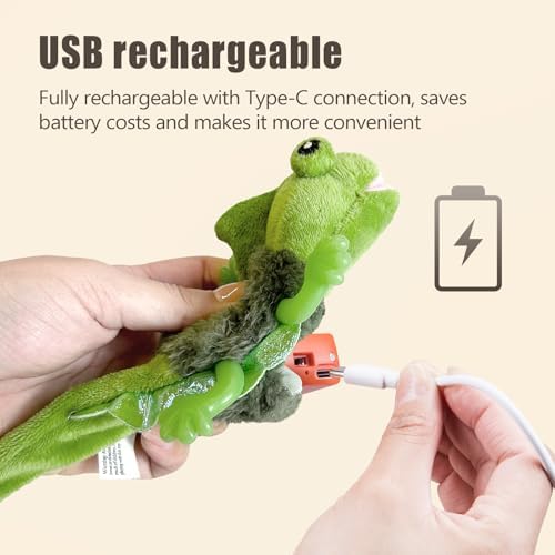 Migipaws Cat Toys, Touch Activated Flapping Chirping Lizard Kitten Toy with Catnip for Indoor Cats Kicker, Rechargeable (Green) - Image 5