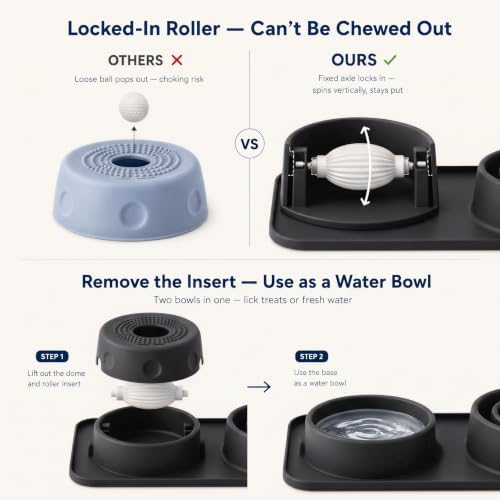 Silicone 2-in-1 Dog Slow Feeder & Lick Bowl Station,Black - Image 3