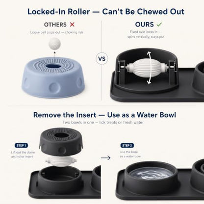 Silicone 2-in-1 Dog Slow Feeder & Lick Bowl Station,Black - Image 3