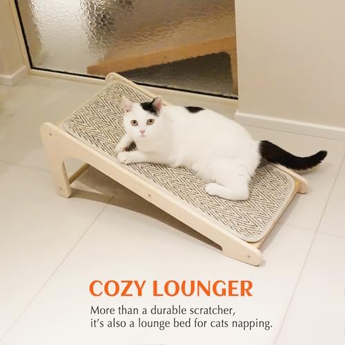 PETKARAY Cat Scratcher, Sisal Scratching Ramp, L Shape Cat Scratch Pad for Indoor Cats, Wall Furniture Protector Large Size - Image 6