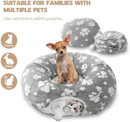 Cute Round Cat Tunnel for Indoor Cats, Grey - Image 4