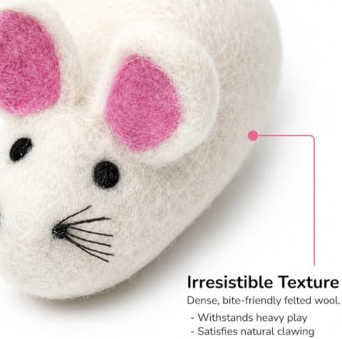Glaciart One XXL Felt Mouse Cat Toy – 6” Body + 98” Tail – Large Cat Enrichment Toy – 100% Natural Wool with Catnip – Interactive Teaser for Big Cats – Safe Non-AZO Dyes - Image 5
