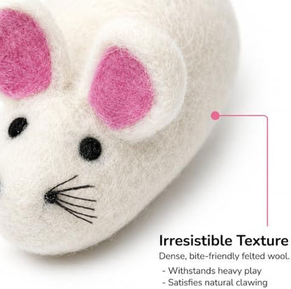 Glaciart One XXL Felt Mouse Cat Toy – 6” Body + 98” Tail – Large Cat Enrichment Toy – 100% Natural Wool with Catnip – Interactive Teaser for Big Cats – Safe Non-AZO Dyes - Image 5