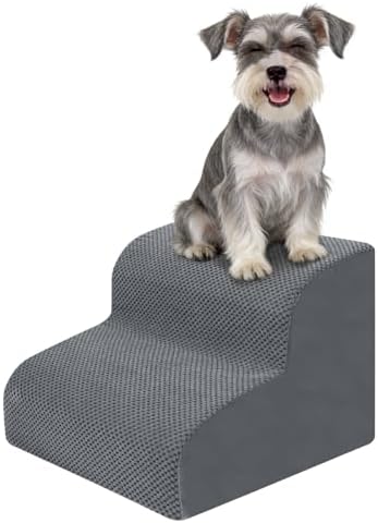 Dog Stairs for Small Dogs, 2-Steps Dog Ramp for Couch, Pet Stairs with Highly Supportive Foam and Non-Slip Bottom, Pet Steps for Cat & Doggie (High 11.8Inch) - Image 2