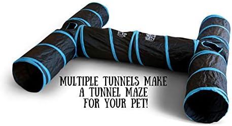 Feline Ruff Premium 3 Way Cat Tunnel. Extra Large 12 Inch Diameter and Extra Long. A Big Collapsible Play Toy. Wide Pet Tunnel Tube for Other Pets Too! (3 Way Two Pack + Teaser Wand!) - Image 2