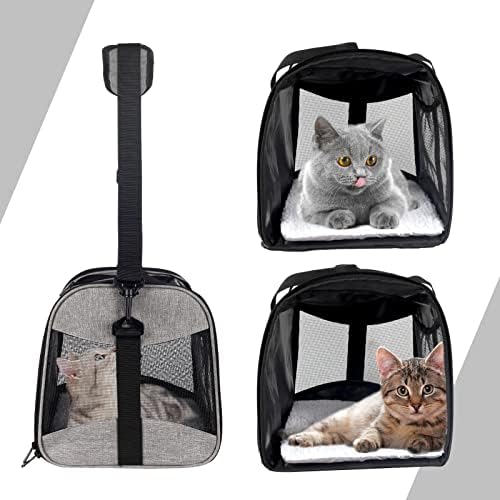 Cat Carrying Case - Pet Carrier Airline Approved, Protable and Breathable Pet Travel Carrier Removable Fleece Pad, Collapsible Cat Carrier Dog Carrier for Medium Cats Small Cats Dogs (X-L Grey&Black) - Image 3
