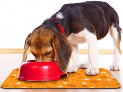 Dog Food Mat, Absorbent Water Bowl Mats Cat Pet Feeding Placemats Orange 30 * 17 inch - Image 6