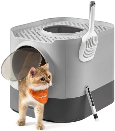 Feandrea Cat Litter Box with Lid, XL Enclosed, Slide-Out Tray, Scoop by FeandreabySONGMICSHOME