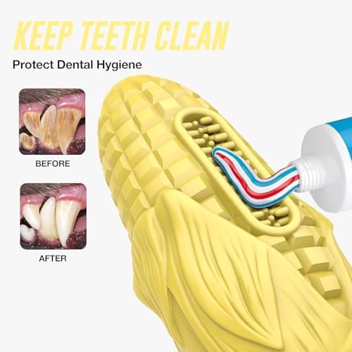 Dog Chew Toys for Aggressive Chewers,Idestructible Tough Durable Squeaky Interactive Dog Toys，Durable Dog Teeth Cleaning Toy for Medium Large Breeds，Corn Stick Toy (Yellow) (Pack of 2) - Image 3