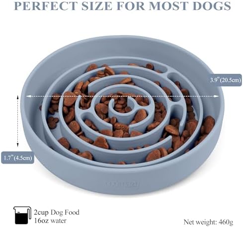 Coomazy Slow Feeder Dog Bowl, Silicone Material, Nonslip Design, BPA Free, Light Blue - Image 2