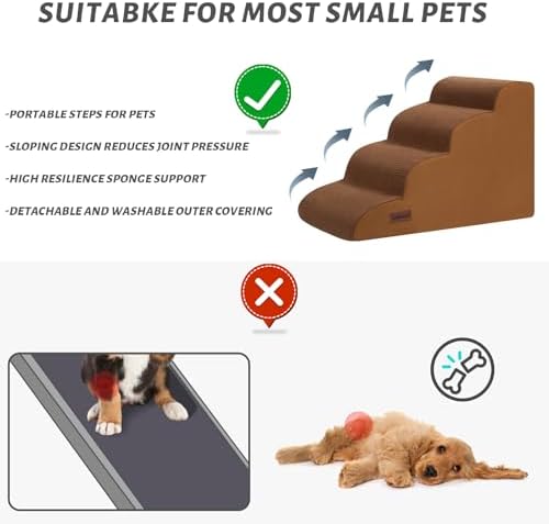 Aodisman Dog Steps for Bed or Couch,4-Step Pet Stairs Ramp for Small Dogs - Image 3