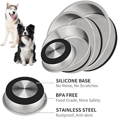 Taglory Stainless Steel Dog Bowls Set of 2, Non-Slip Base, 8 Cup, 59oz - Image 3