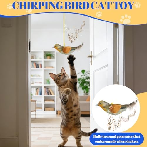 Cat Toys Interactive,3 Pcs Kitten Hanging Toys for Indoor Cats,Flying Bird Toy,Door Frame Cat String Toy for Bored Indoor Adult Cats - Image 3