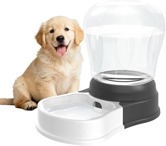 4 Liters Automatic Dog Water Dispenser, Gravity Pet Bowl Holds 2 Soda Bottles, No-Spill Cat Feeder for Large Dogs, BPA-Free & Easy Clean, Less Refills for Travel, Black