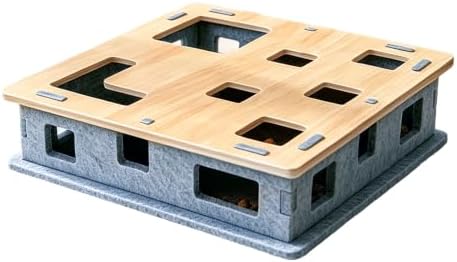 Wooden Felt Cat Slow Feeder Puzzle Box by Unknown