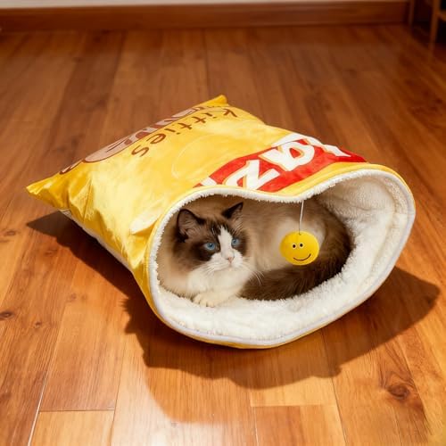 Cat Puppy Toy Sleeping Bag Cute Potato Chip Bag Design Hanging Snack Toy Crinkle Paper Pet Accessories by Unknown