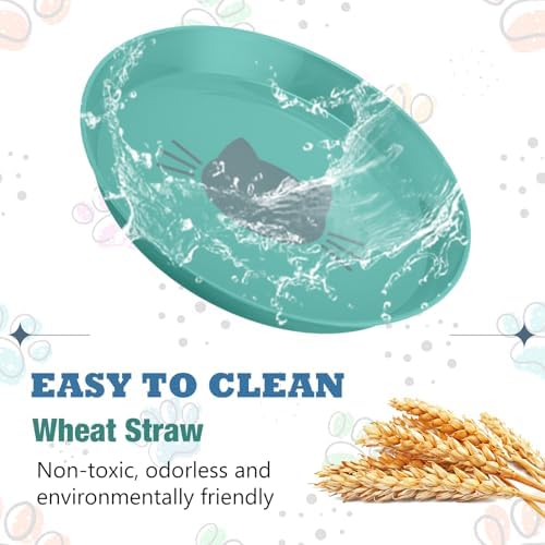 Gerrii 6 Pieces Shallow Cat Food Dish Food Bowls Wet Feeding Bowls Wide and Small Plate for Kittens and Short Legged Cat, 6 Inch Wheat Straw(Cute Style) - Image 5