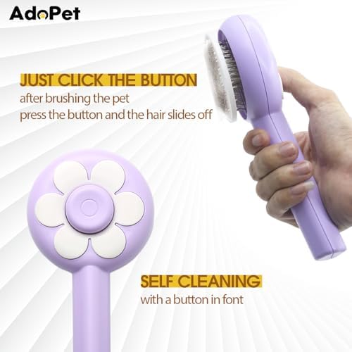 Self-Cleaning Pet Grooming Brush – Smooth Grooming Brush for Dogs and Cats, Easy Hair Removal with the Push of a Button, Gentle Shedding Remover for Small Pets - Image 4