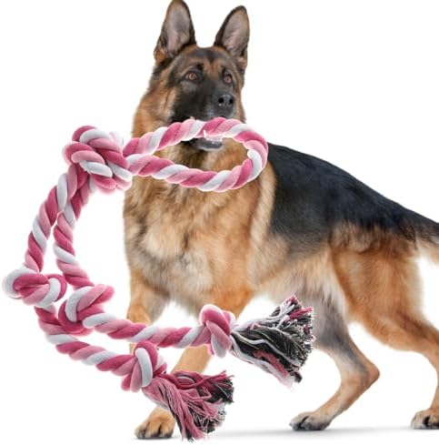Rope Toy for Dogs，Large Dog Rope Toys for Aggressive Chewers, Heavy Duty Dog Toys for Large Medium Breed, Indestructible Tough Chew Toys Tug of War Dog Toy Cotton Rope for Teeth Cleaning by Kwispel