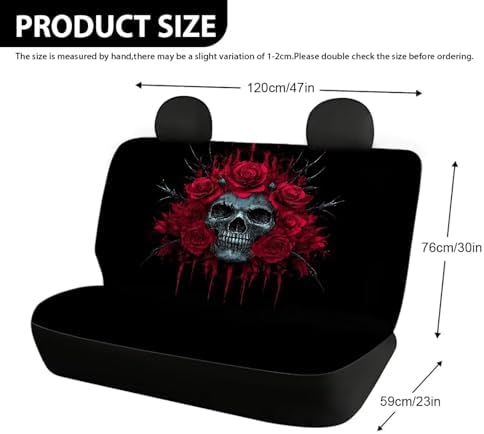 AFPANQZ Rose Skull Car Seat Cover Rear Seats Only High Stretchy Washable Bucket Seat Cushion Protector Backseats Covers for Girls Women, Fit Most Cars, Sedan, SUV - Image 4