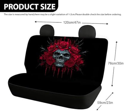 AFPANQZ Rose Skull Car Seat Cover Rear Seats Only High Stretchy Washable Bucket Seat Cushion Protector Backseats Covers for Girls Women, Fit Most Cars, Sedan, SUV - Image 4