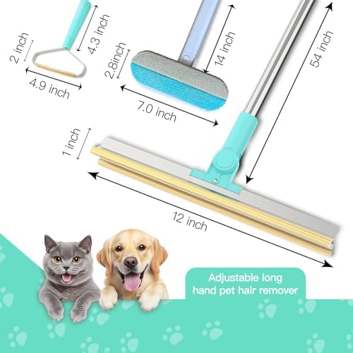 Carpet Rake for Pet Hair Removal, 3 in 1 Reusable Dog Hair Remover Scraper with Adjustable Long Handle, Carpet Clean Brushes & Cat Fur Rakes Scraper Broom for Couch, Rugs, Mats and Cars - Image 4