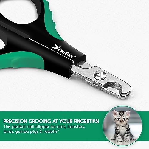 Candure Cat Nail Clippers for Indoor Cats, Rabbits, Hamsters, Birds with Precise Angled Edges to Ensure Easy & Safe Trimming Stainless Steel Cat Nail Trimmer for At-Home Cat Grooming - Image 2