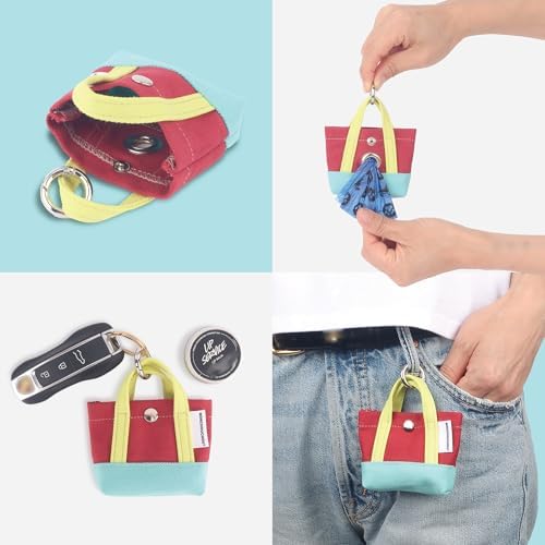 Dog Poop Bag Holder for Leash with 1 Waste Bag Roll, Canvas, Yellow Handle - Image 6