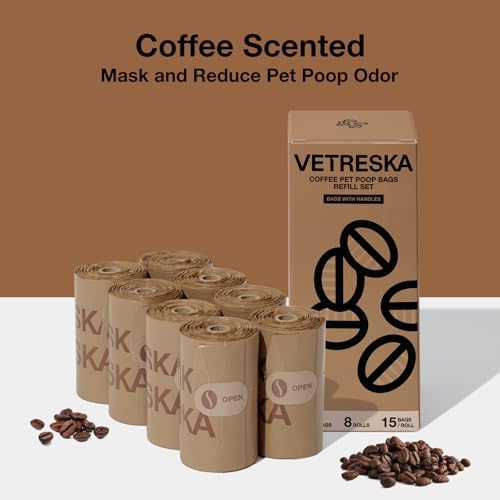 VETRESKA Dog Poop Bags with Handles 120 Count, Coffee Scented Waste Bags - Image 4
