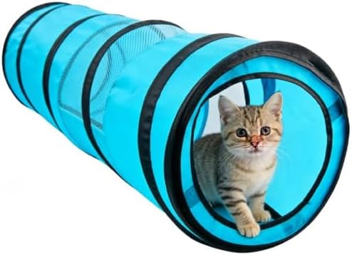 PAWISE Cat Tunnel for Indoor Cats, Collapsible Pet Tube with Peek Hole by PAWISE
