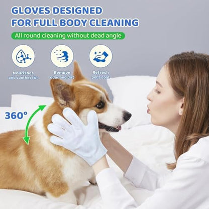 VOISEN 96 Pcs Pet Glove Wipes for Dogs, Pet Cleaning Gloves - Image 5