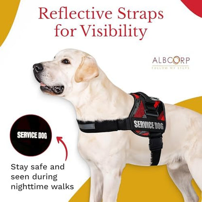 ALBCORP Service Dog Vest Harness – Reflective Service Animal Vest, No-Pull Harness with Handle & Mesh Padding – Sizes XXS-XL for Puppies – 2 Removable Service Patches Included (Extra Large, Red Camo) - Image 5