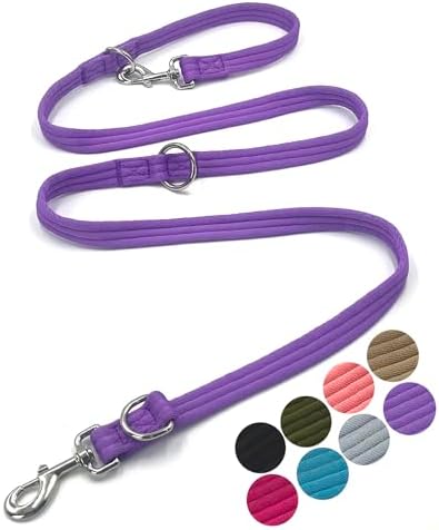 Multifunctional Double Ended Dog Leash,for Obedience Training Or Distance Work Easy to Use,Lightweight,Soft&Durable Convertible Hands Free,Crossbody,Over Shoulder(Purple, 2M*2.5CM) by MoTaity