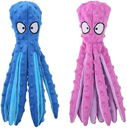 CPYOSN 2 Pack Octopus Dog Toys, No Stuffing Squeaky Crinkle Plush Chew Toys by CPYOSN