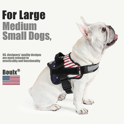 Dog Harness, No-Pull Reflective Dog Vest, Breathable Adjustable Pet Harness with Handle for Outdoor Walking - No More Pulling, Tugging or Choking (Flag, Small) - Image 4