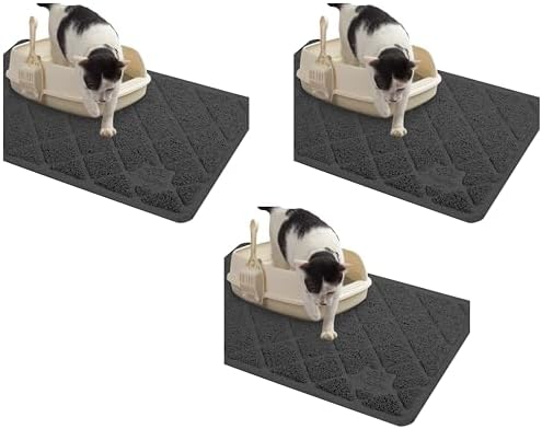 Niubya Premium Cat Litter Mat, Litter Box Mat with Non-slip and Waterproof Backing, Litter Trapping Mat Soft on Kitty Paws and Easy to Clean, Cat Mat Traps Litter from Box (Pack of 3) by Niubya