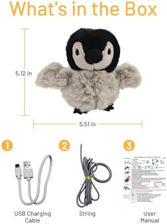 Puffluv Flapping Cat Toy,Interactive Penguin Flapping Bird,CAN NOT Fly Auto Chirping & Beating Wings 5 Modes, USB Charging with Catnip for Indoor Kittens Active Fun - Image 6