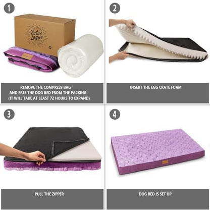 Patas Lague Orthopedic Large Dog Bed Washable Pet Crate Mat 48''X30'' Purple - Image 6