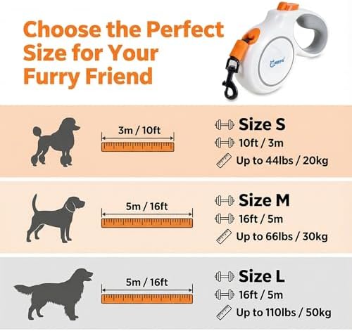 360° Tangle Free Retractable Dog Leash 9.8-16 ft Durable Dog Automatic,Telescopic Traction Device with One-Hand Brake, cat Outdoor Traction Rope, Dog Walking Rope (Small, White) - Image 6