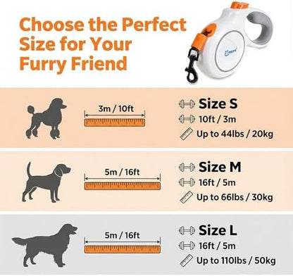 360° Tangle Free Retractable Dog Leash 9.8-16 ft Durable Dog Automatic,Telescopic Traction Device with One-Hand Brake, cat Outdoor Traction Rope, Dog Walking Rope (Small, White) - Image 6
