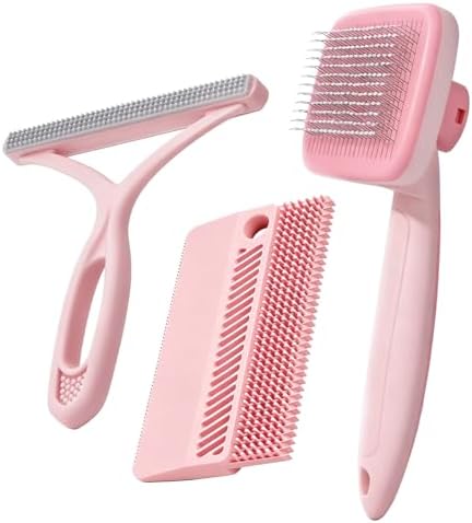 Self-Cleaning Cat Brush for Shedding and Pet Hair Remover Set, Pink by Unknown