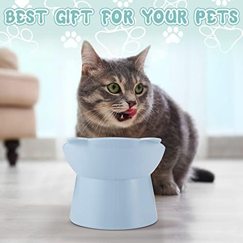 Hsei 6 Pcs Raised Cat Bowls Tilted Anti Vomit Pet Feeder, Bright Color - Image 6